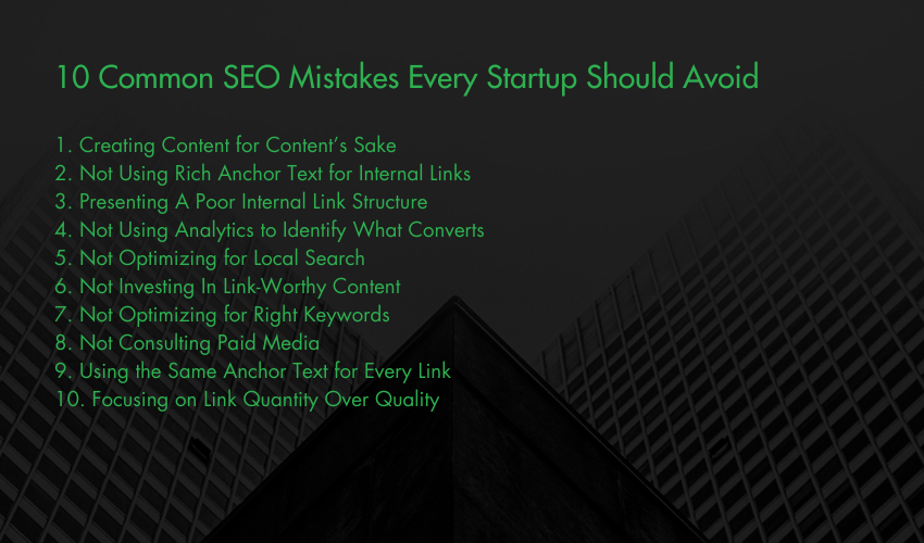 startup SEO mistakes to avoid